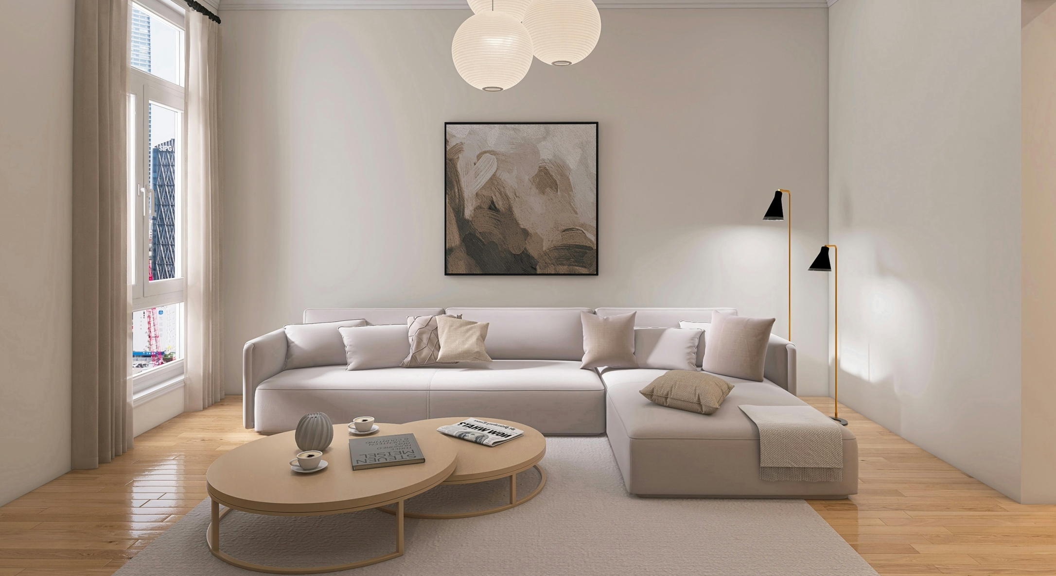 Modern Vancouver rental apartment interior with neutral-toned furnishings